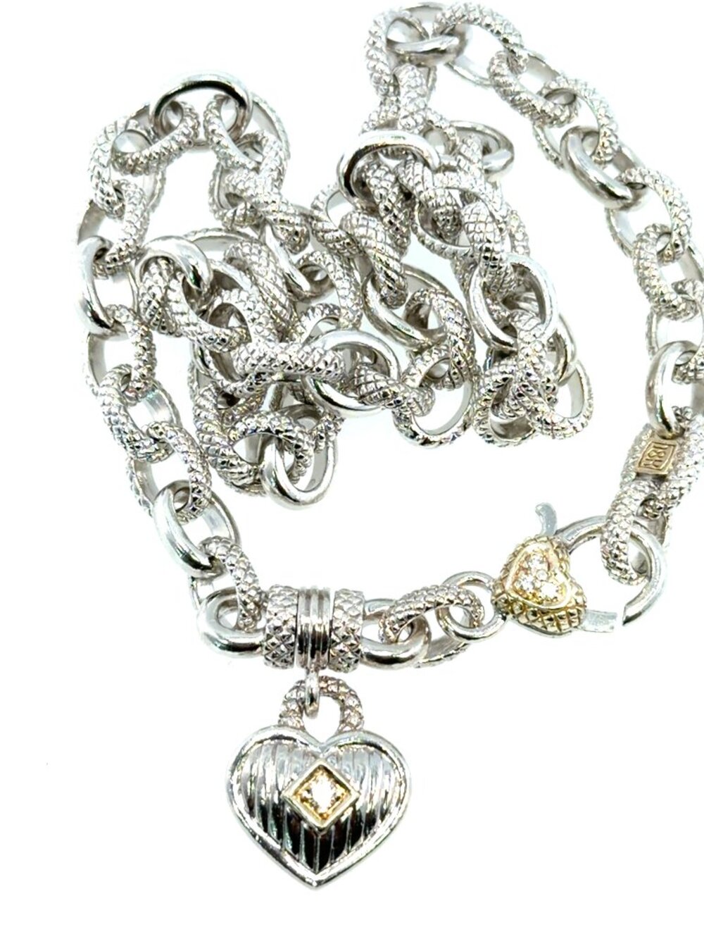Silver and 18kt yellow gold necklace with diamonds